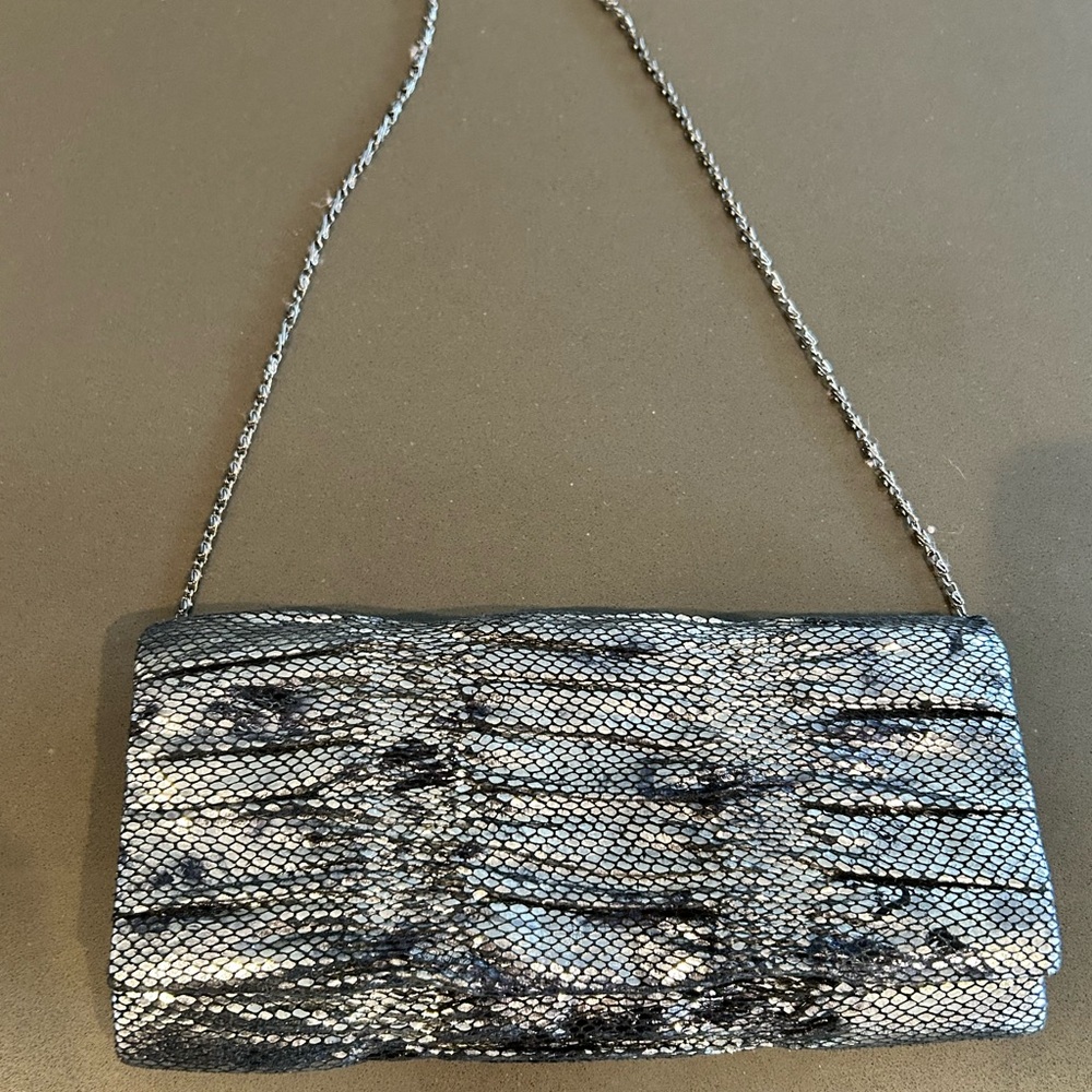 Jessica McClintock Silver and Black Clutch